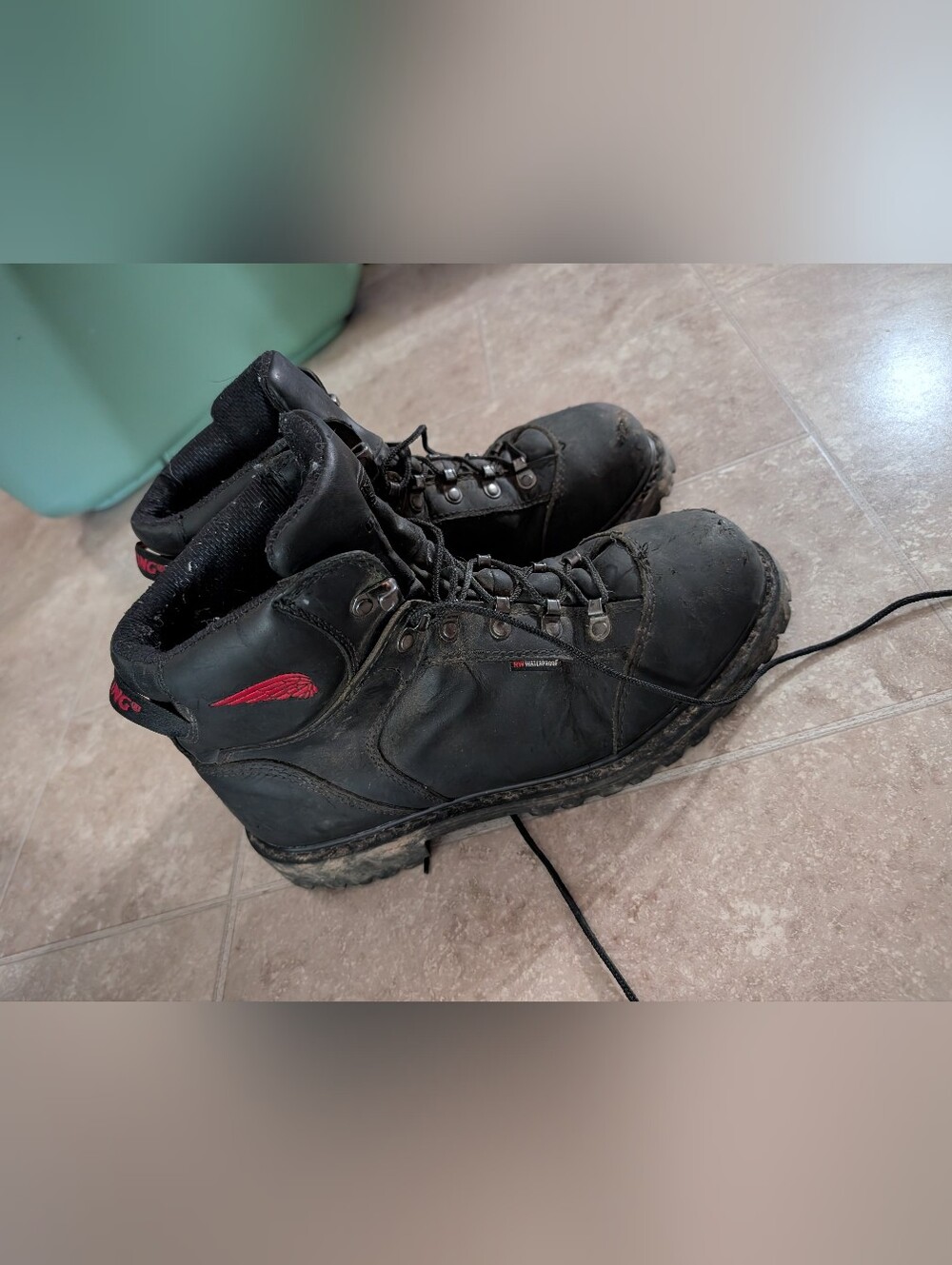 See Flaws.... Red Wing Worx 971 Vibram Leather Work Boots EH ASTM Men’s 9.5 USA